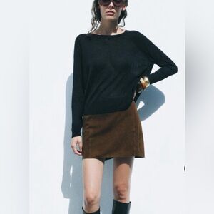 NWOT Zara knit Oversized 3/4 Sleeve Square Cut With Viscose/Metal Blend …